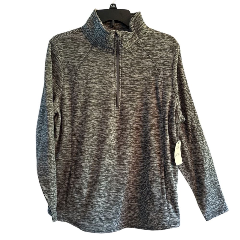 St John’s Bay Half Zip Up Fleece Sweatshirt heather gray NEW size XL